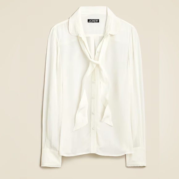 J. Crew Tops - NWT J Crew Tie Neck Blouse in Crepe de Chine XXL